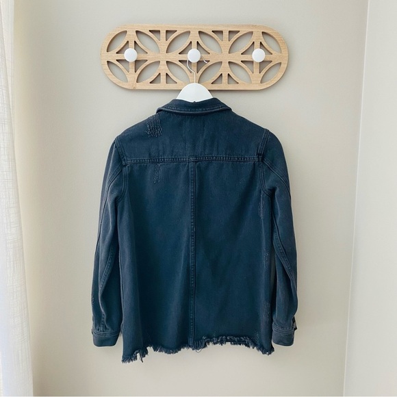 Altar'd State Distressed Denim Jean Jacket Black Sz XS - Picture 9 of 11